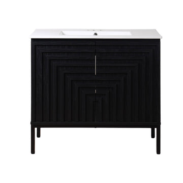 Rowan Geometric Modern Transitional 2-Shelf Bath Vanity Cabinet Only (Sink Basin Not Included)